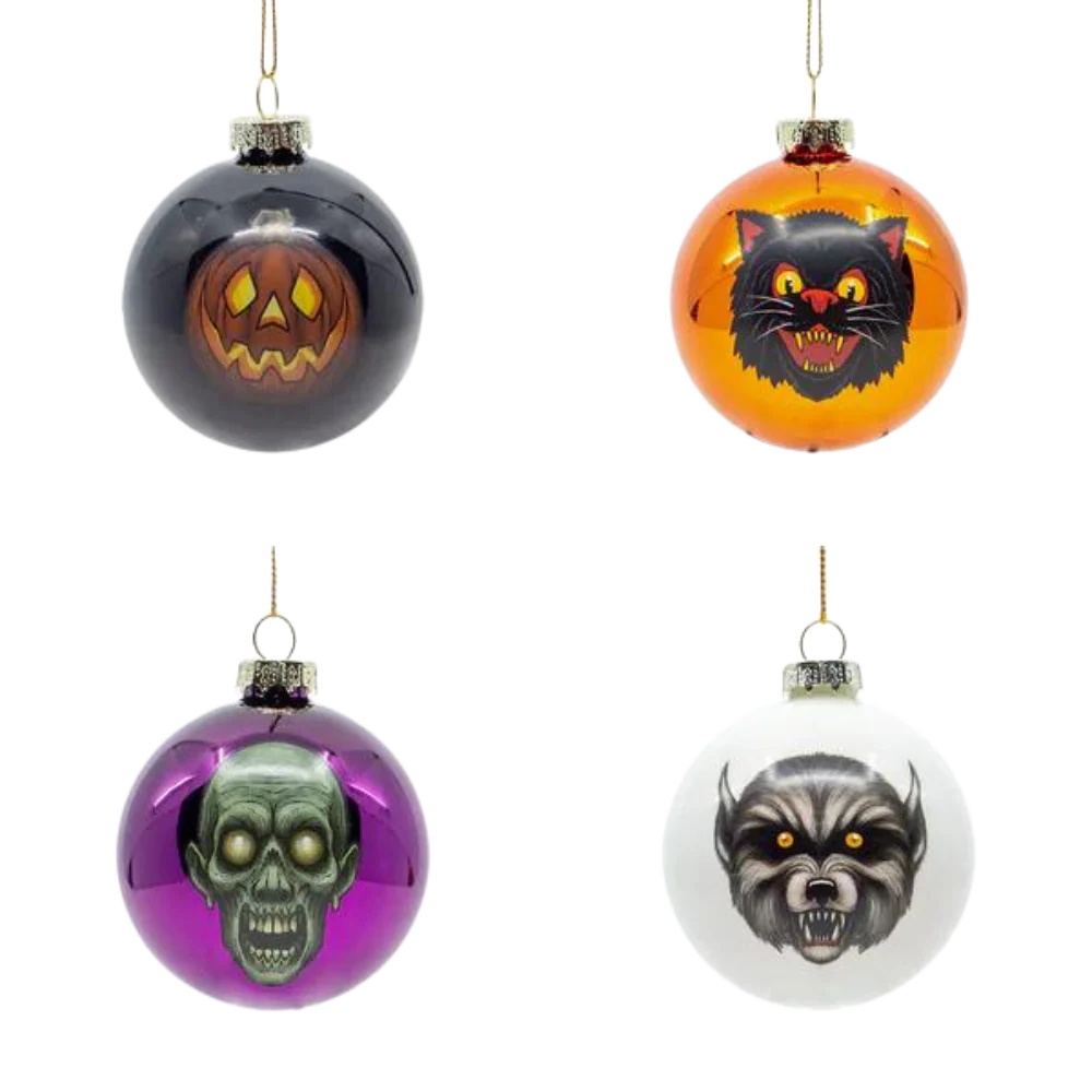 Horror Ornaments - Ghoulish Glass Ornaments 4 Pack